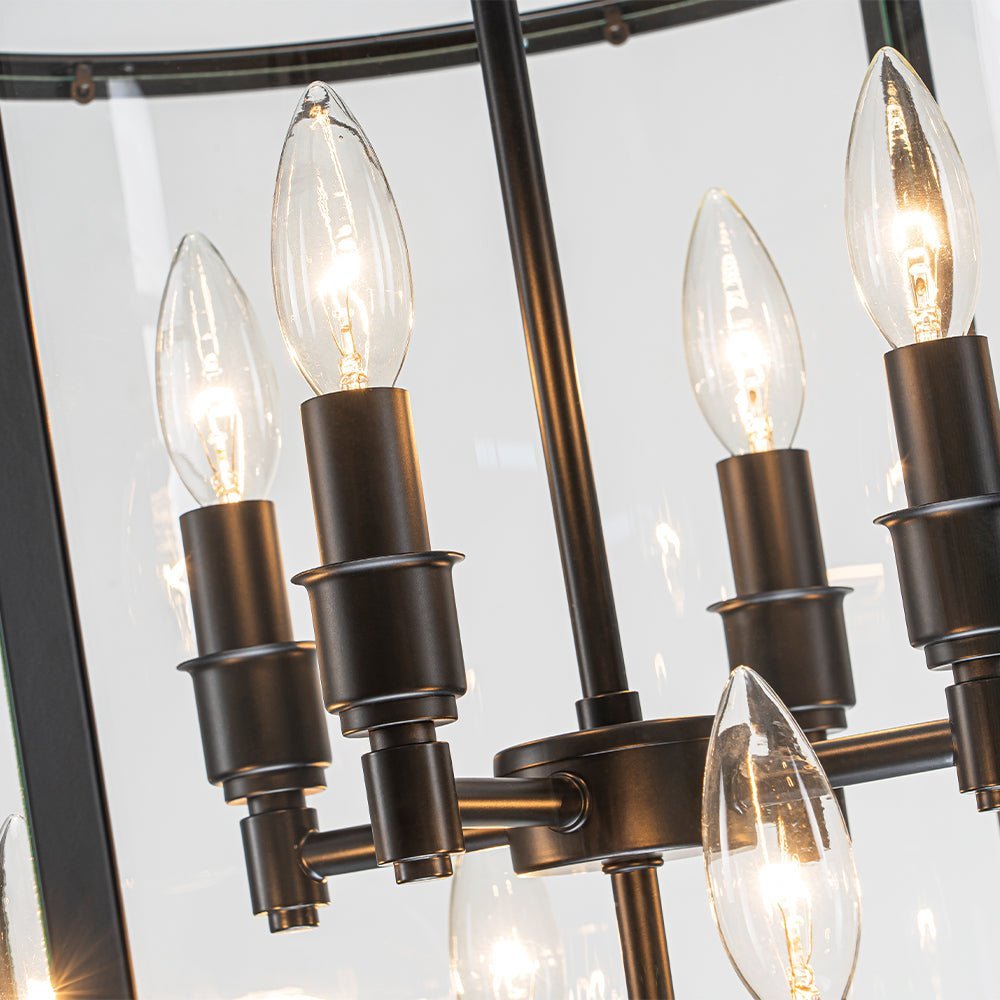 (OpenBox) Farmhouse Wide Clear Glass Cylinder Cage Pendant