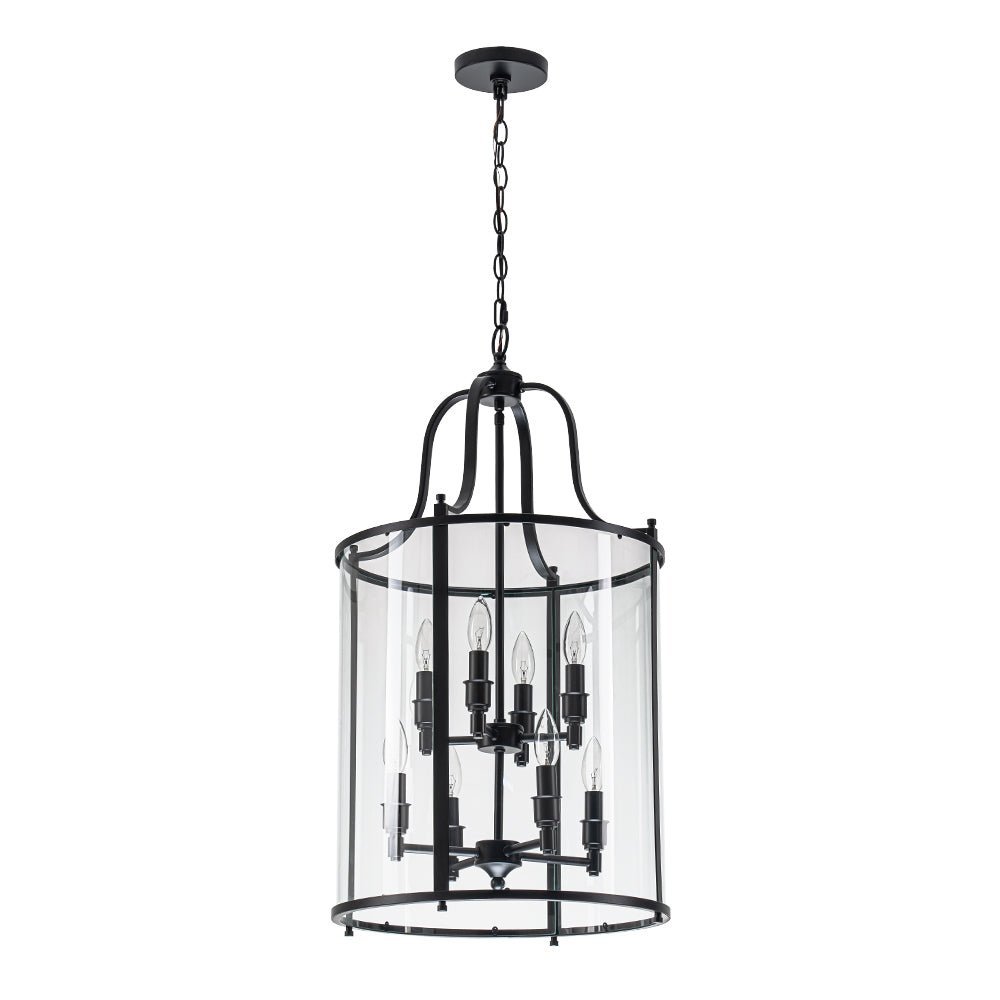 (OpenBox) Farmhouse Wide Clear Glass Cylinder Cage Pendant