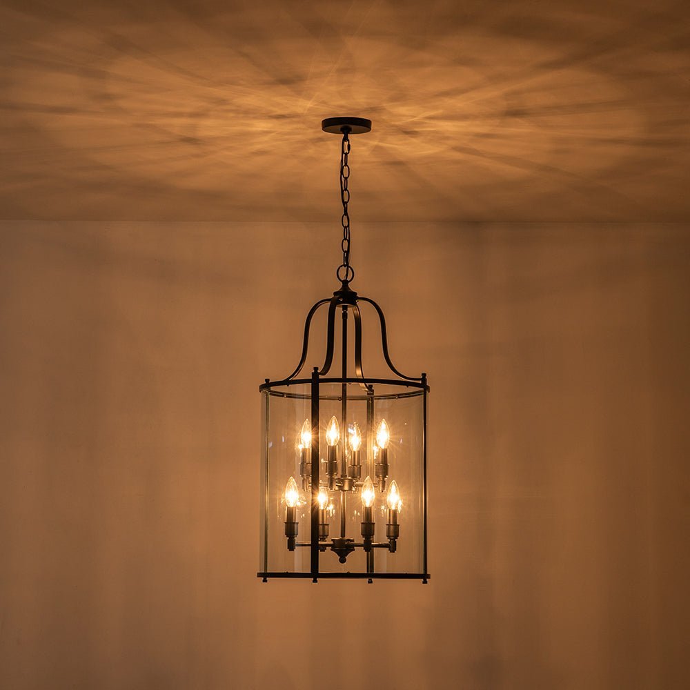 (OpenBox) Farmhouse Wide Clear Glass Cylinder Cage Pendant