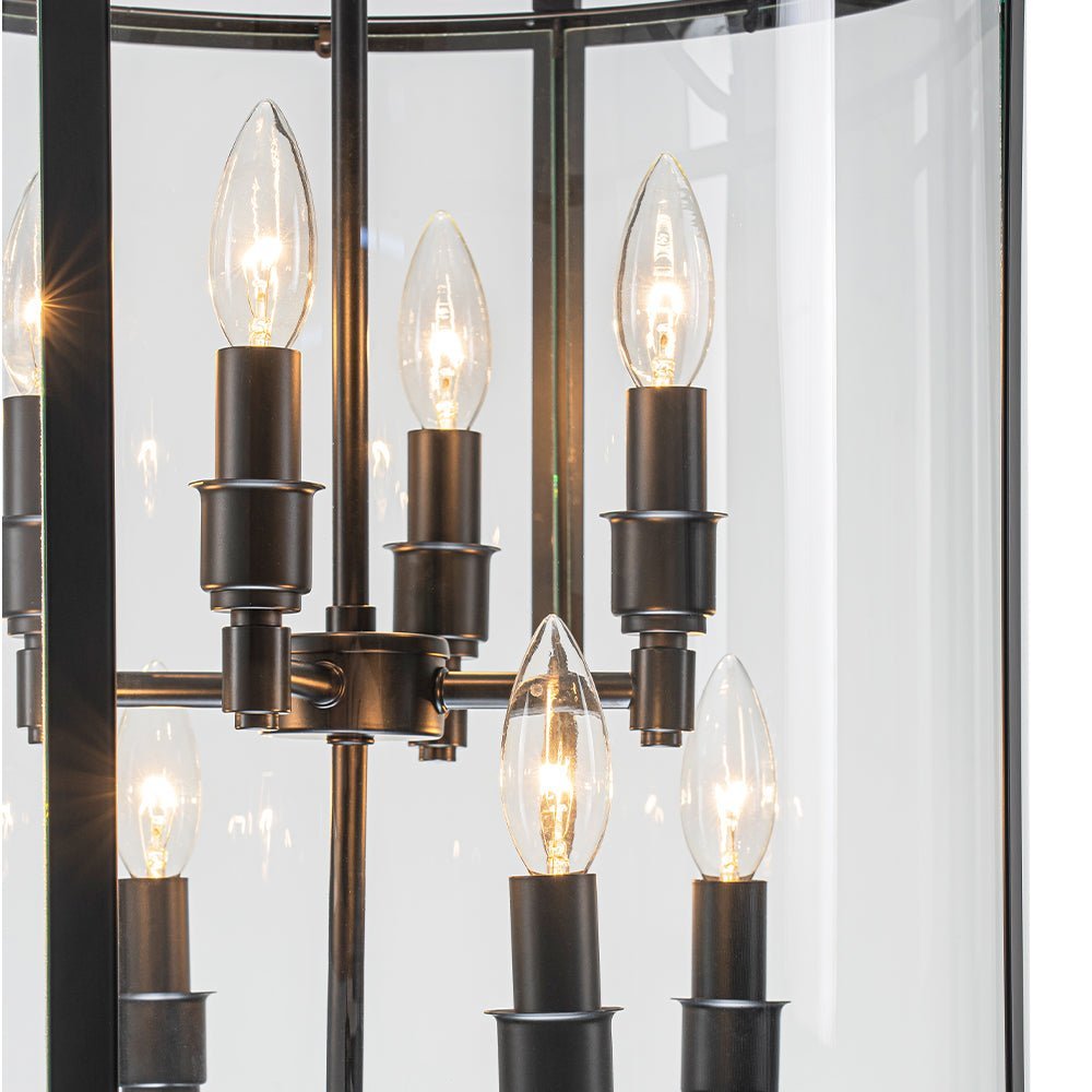 (OpenBox) Farmhouse Wide Clear Glass Cylinder Cage Pendant