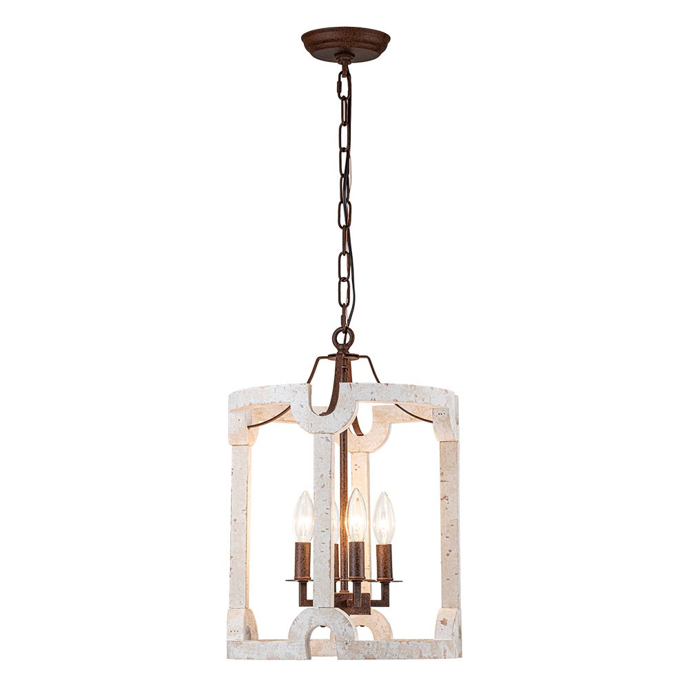 (OpenBox) Farmhouse Wood Cylinder Pendant Light