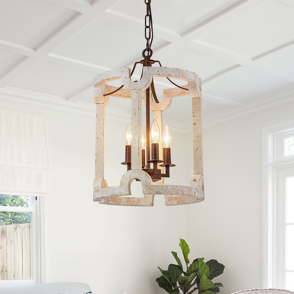 (OpenBox) Farmhouse Wood Cylinder Pendant Light