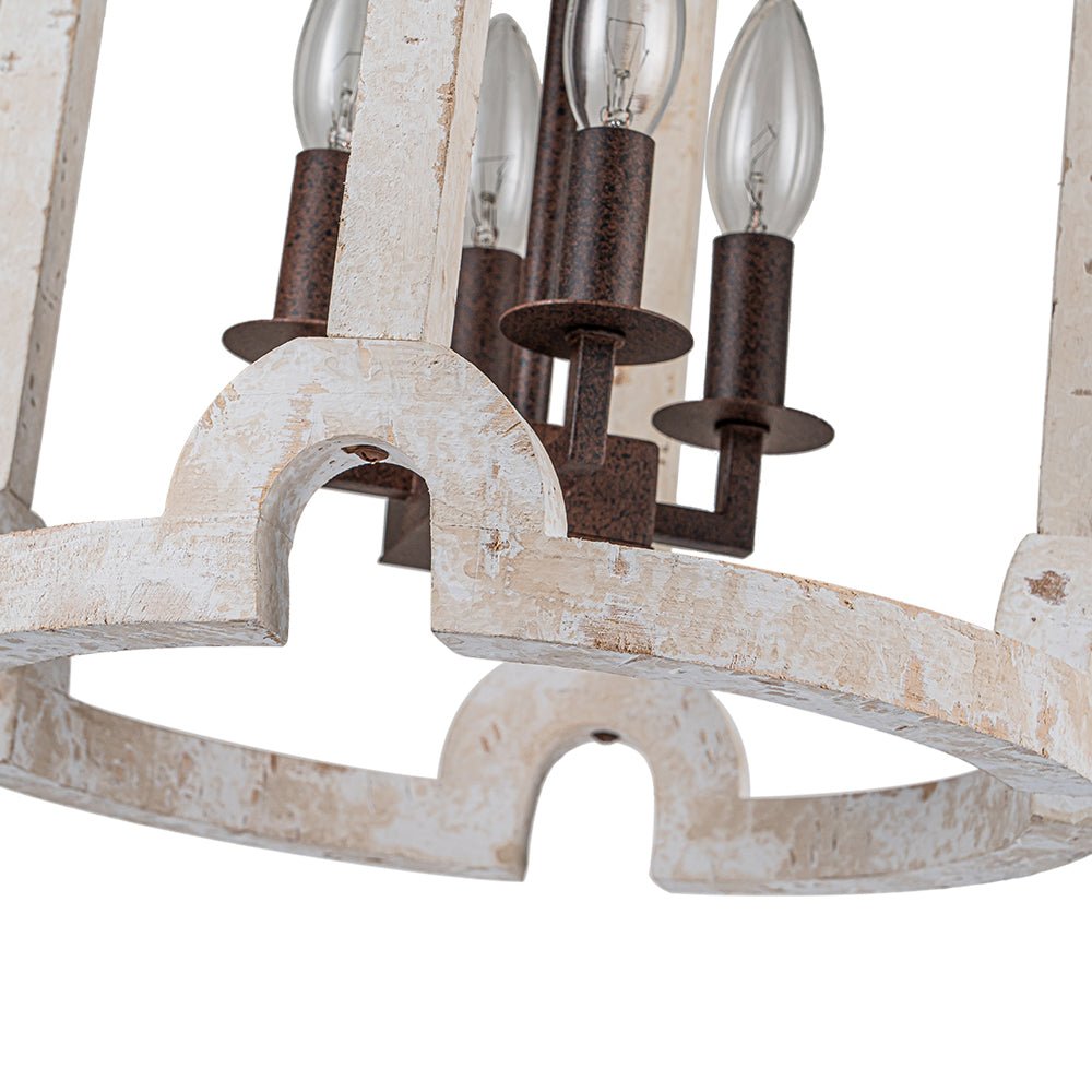 (OpenBox) Farmhouse Wood Cylinder Pendant Light