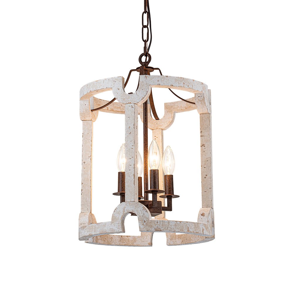 (OpenBox) Farmhouse Wood Cylinder Pendant Light