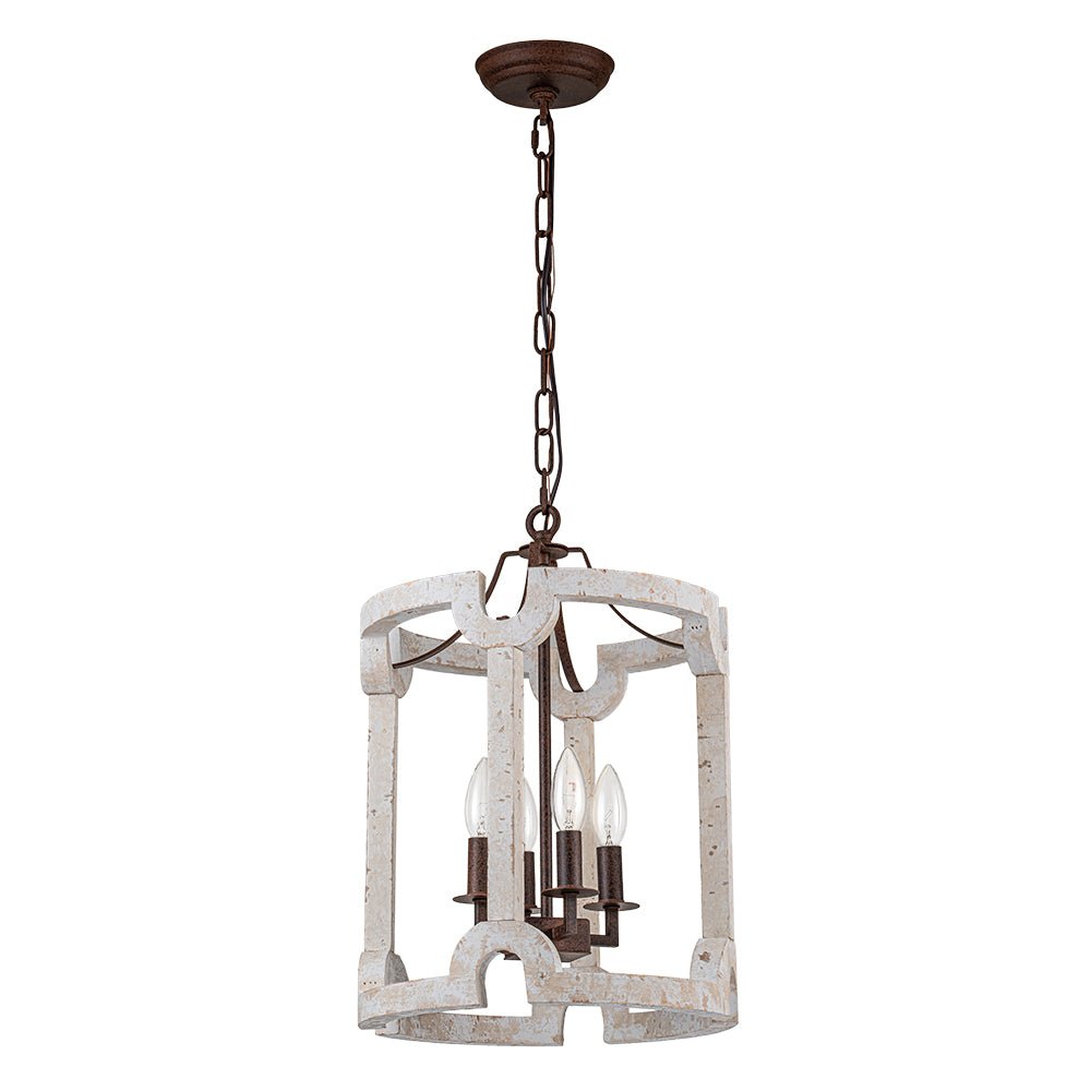(OpenBox) Farmhouse Wood Cylinder Pendant Light