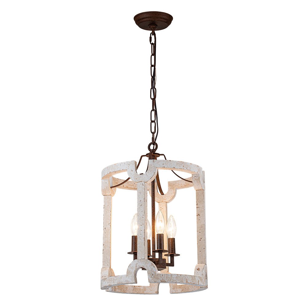 (OpenBox) Farmhouse Wood Cylinder Pendant Light