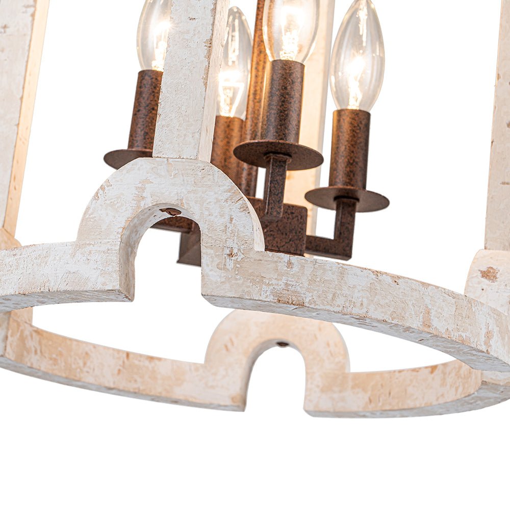 (OpenBox) Farmhouse Wood Cylinder Pendant Light