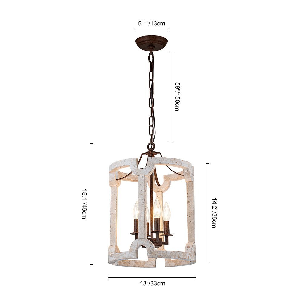 (OpenBox) Farmhouse Wood Cylinder Pendant Light