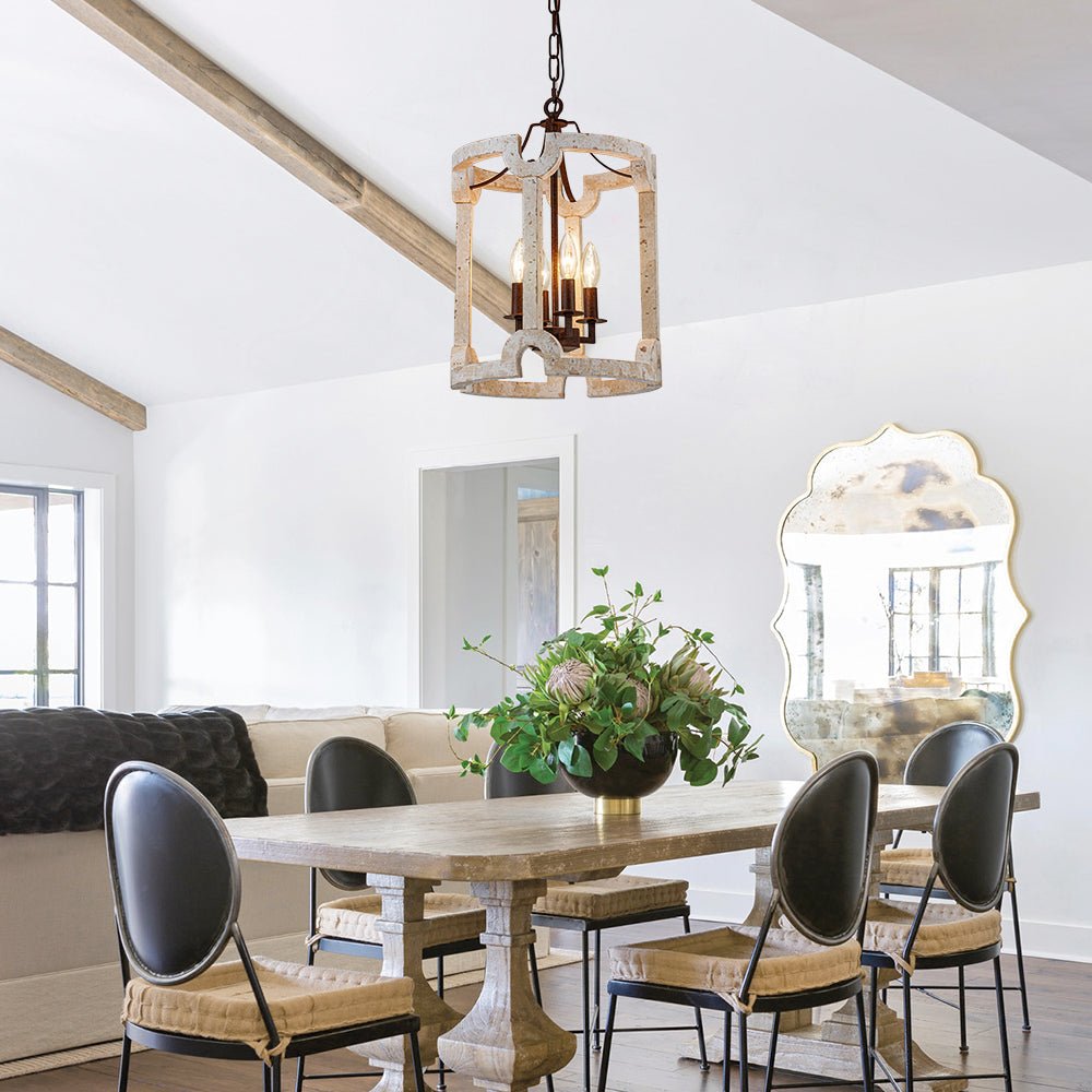 (OpenBox) Farmhouse Wood Cylinder Pendant Light