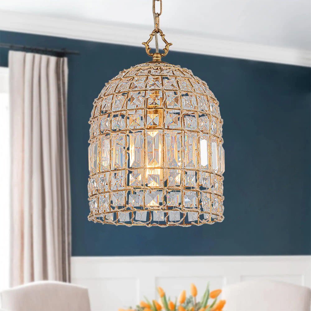 (OpenBox) French Antique Brass Crystal Cage Chandelier