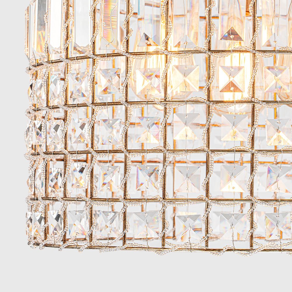 (OpenBox) French Antique Brass Crystal Cage Chandelier
