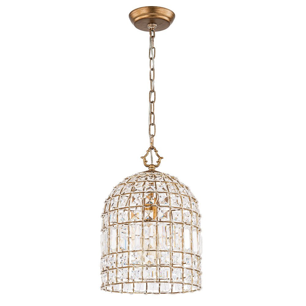 (OpenBox) French Antique Brass Crystal Cage Chandelier