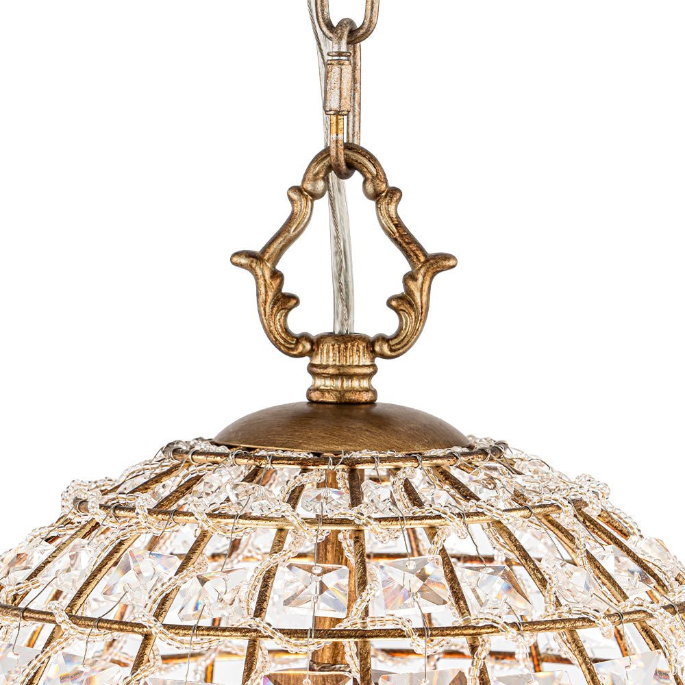 (OpenBox) French Antique Brass Crystal Cage Chandelier