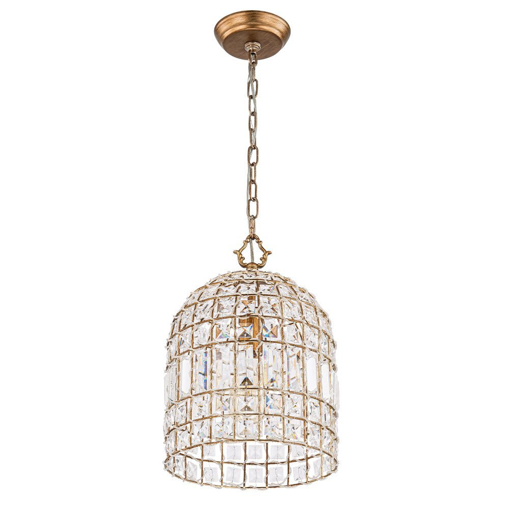 (OpenBox) French Antique Brass Crystal Cage Chandelier
