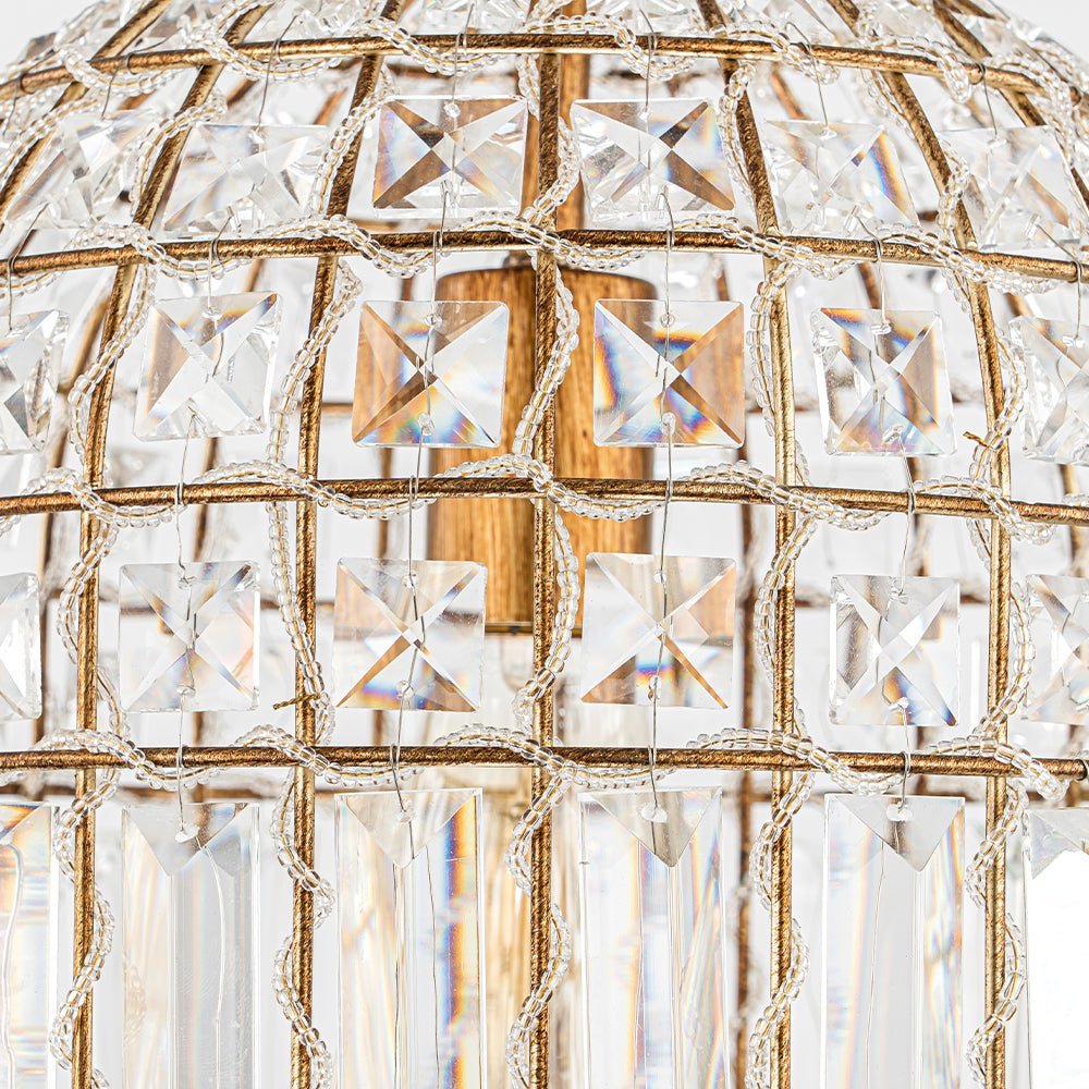 (OpenBox) French Antique Brass Crystal Cage Chandelier