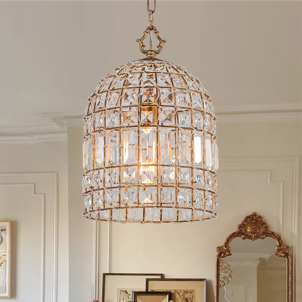 (OpenBox) French Antique Brass Crystal Cage Chandelier