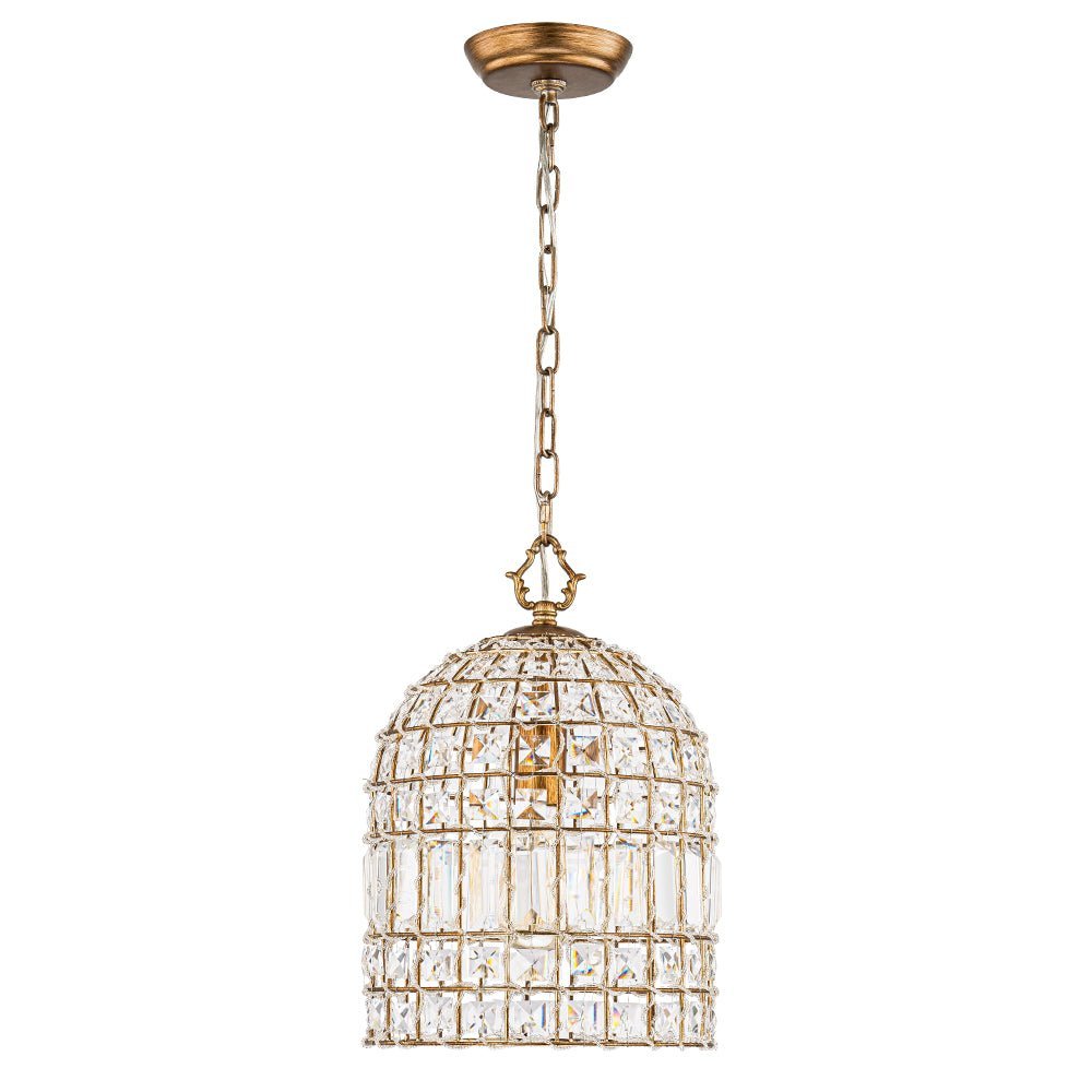 (OpenBox) French Antique Brass Crystal Cage Chandelier
