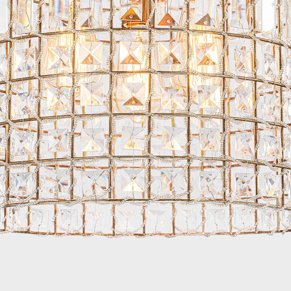 (OpenBox) French Antique Brass Crystal Cage Chandelier