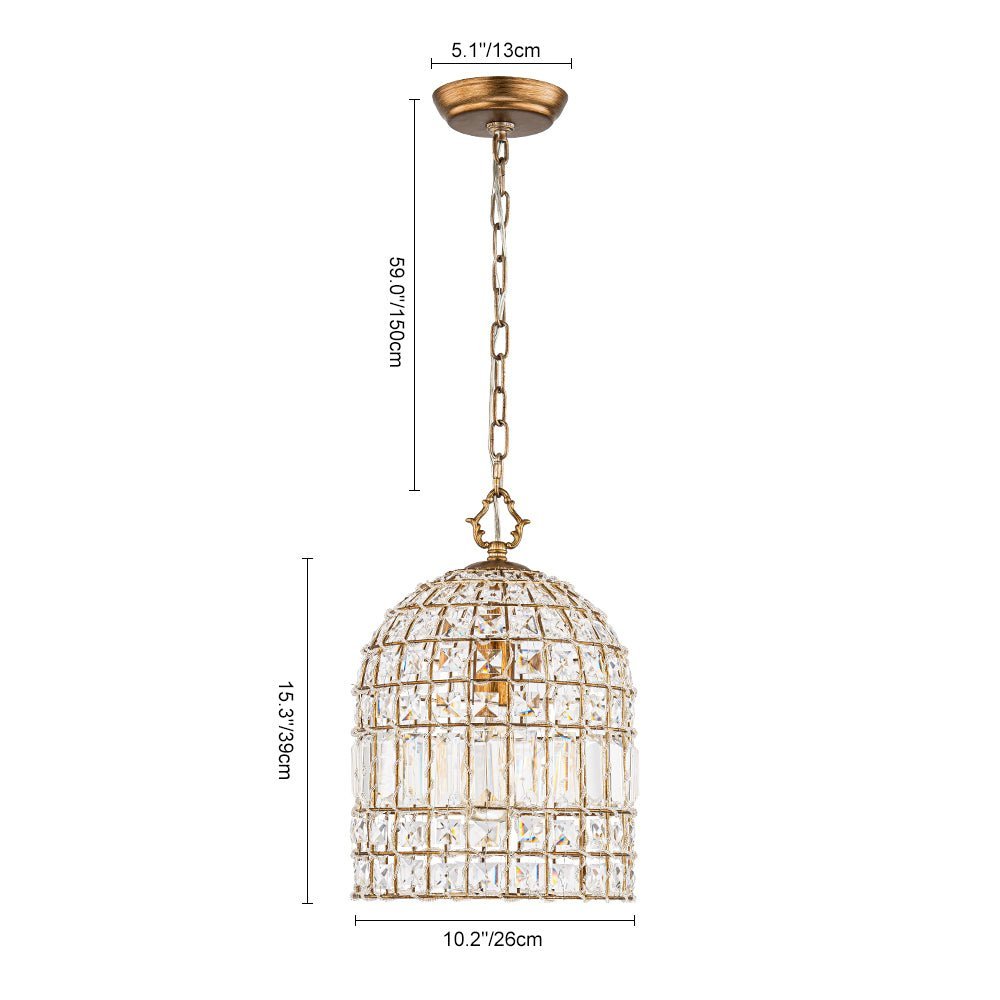 (OpenBox) French Antique Brass Crystal Cage Chandelier