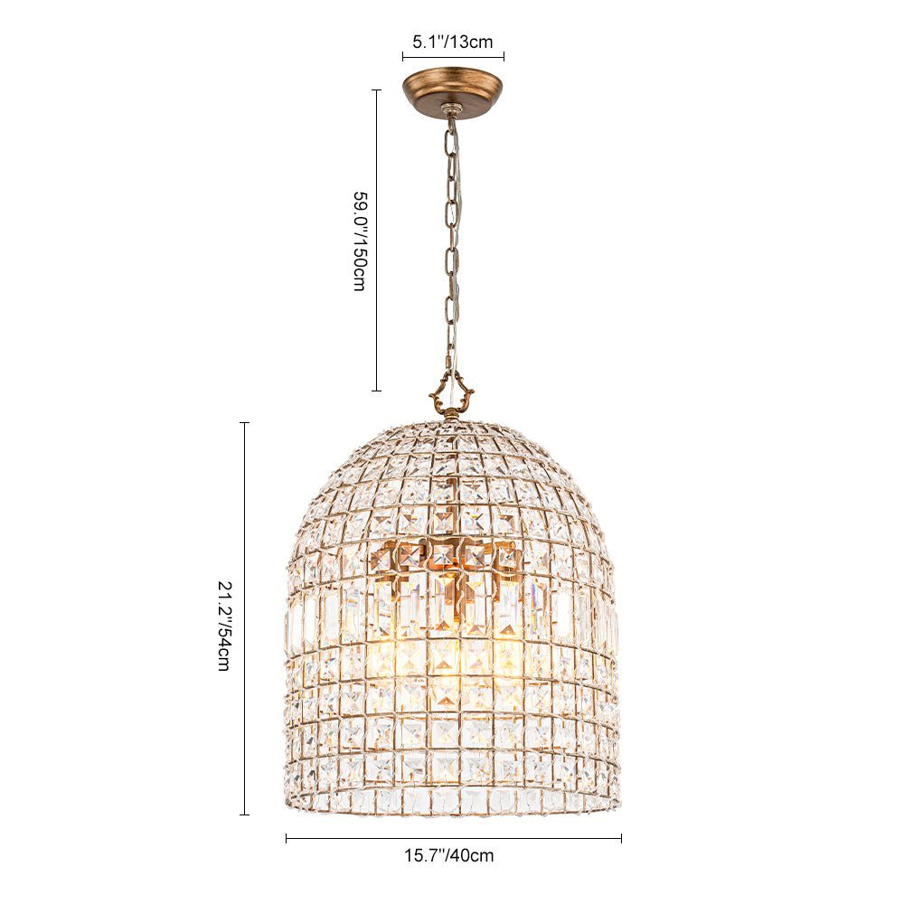 (OpenBox) French Antique Brass Crystal Cage Chandelier