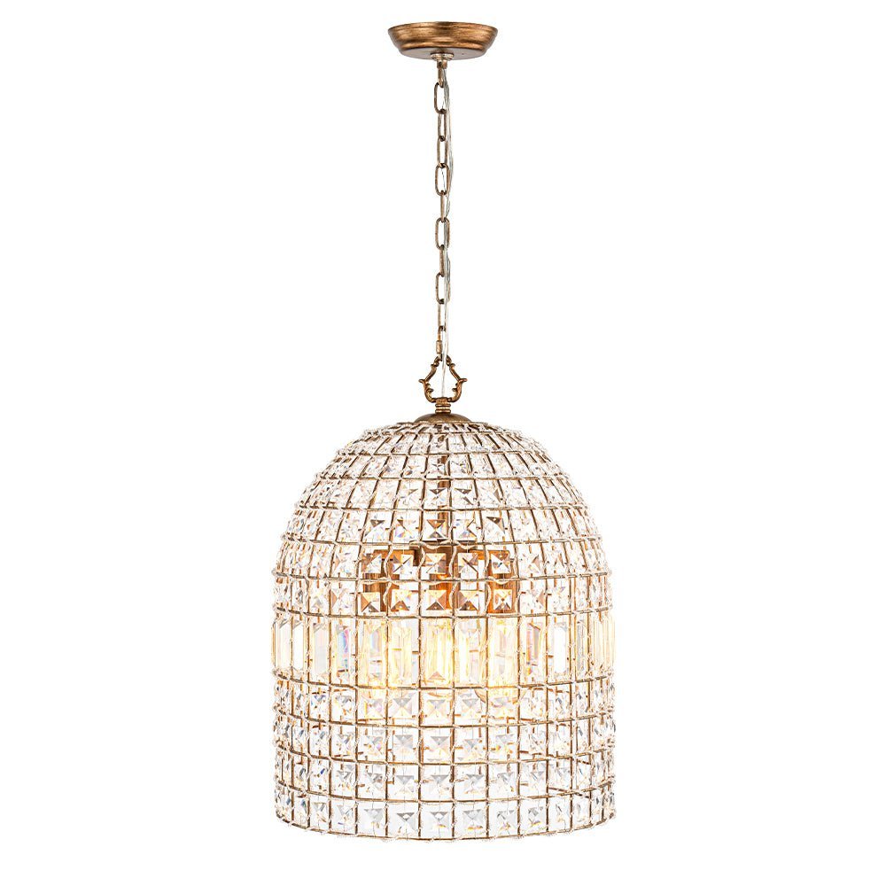 (OpenBox) French Antique Brass Crystal Cage Chandelier