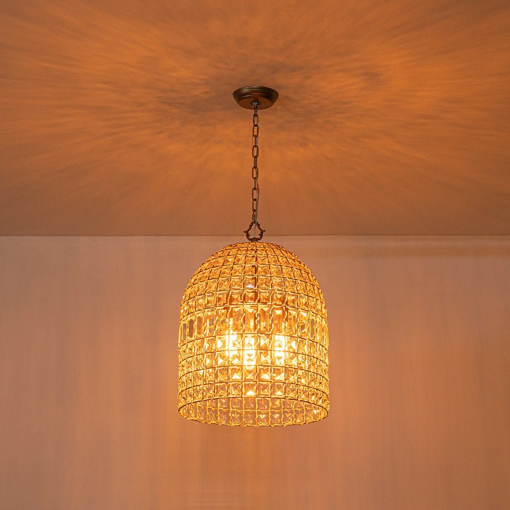 (OpenBox) French Antique Brass Crystal Cage Chandelier