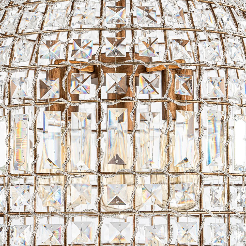 (OpenBox) French Antique Brass Crystal Cage Chandelier
