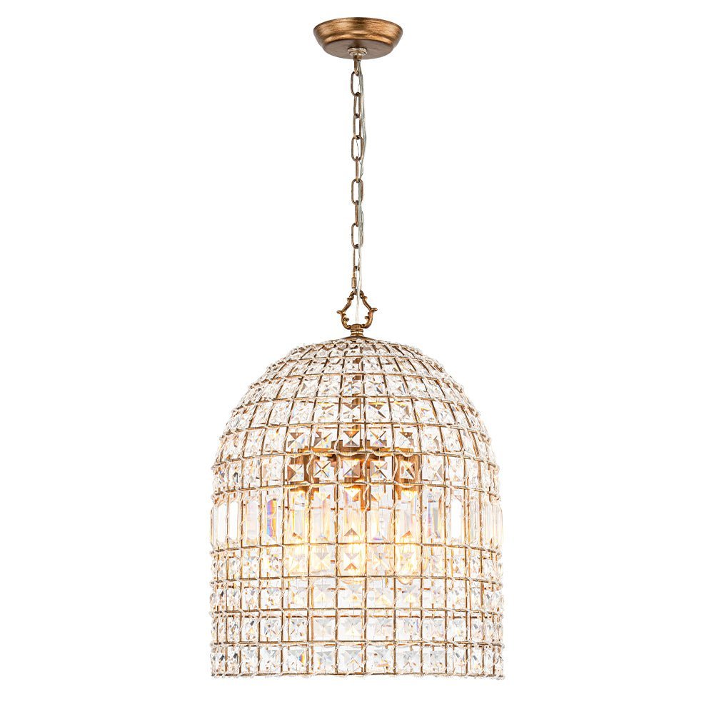 (OpenBox) French Antique Brass Crystal Cage Chandelier