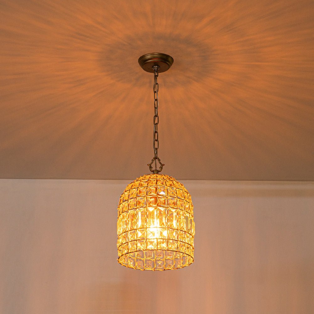 (OpenBox) French Antique Brass Crystal Cage Chandelier