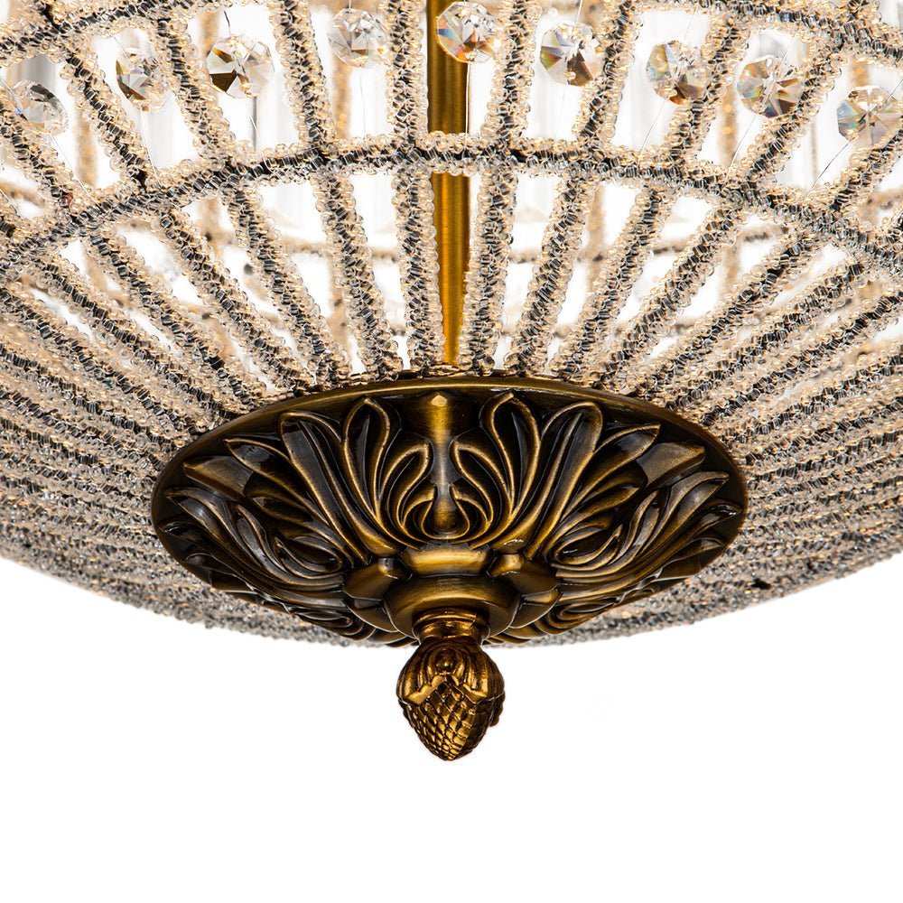 (OpenBox) French Antique Brass Crystal Globe Chandelier