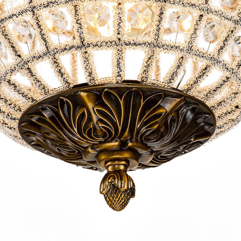 (OpenBox) French Antique Brass Crystal Globe Chandelier