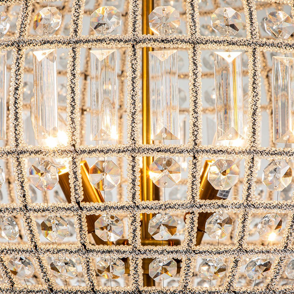 (OpenBox) French Antique Brass Crystal Globe Chandelier