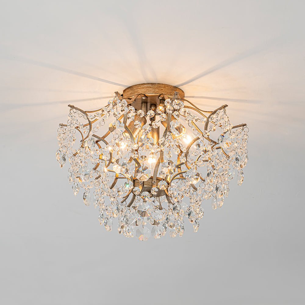 (OpenBox) Glam Bloom Draped Crystal Accented Semi Flush Mount