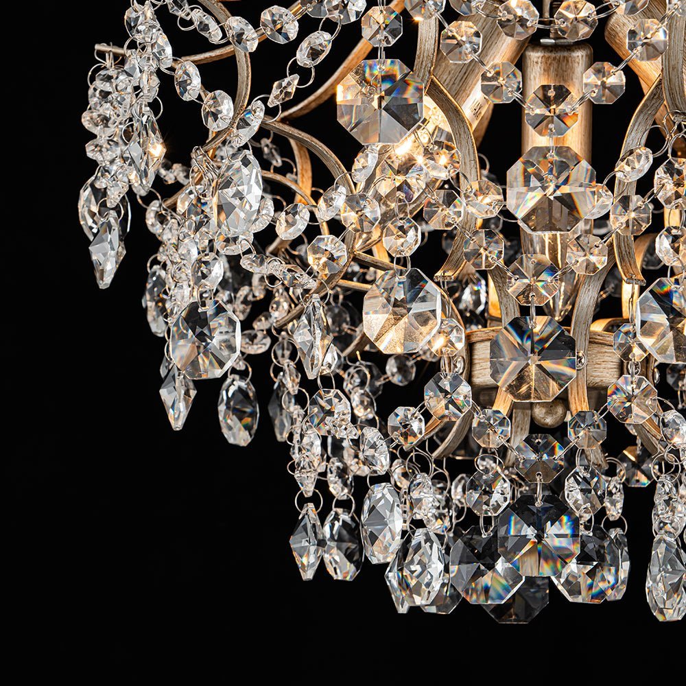 (OpenBox) Glam Bloom Draped Crystal Accented Semi Flush Mount