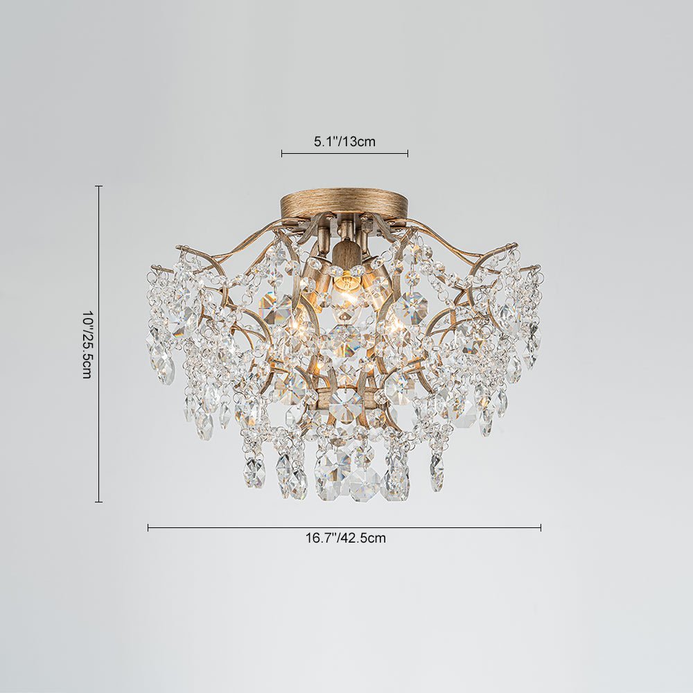 (OpenBox) Glam Bloom Draped Crystal Accented Semi Flush Mount