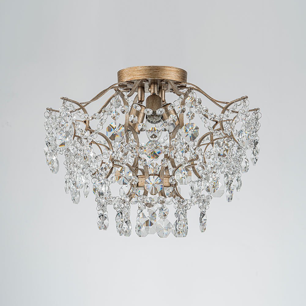 (OpenBox) Glam Bloom Draped Crystal Accented Semi Flush Mount