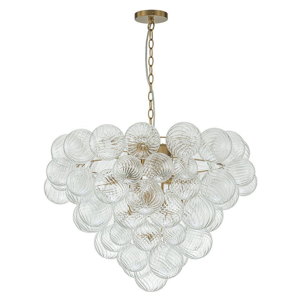 (OpenBox) Glam Brass Cluster Ribbed Glass Globe Bubble Chandelier