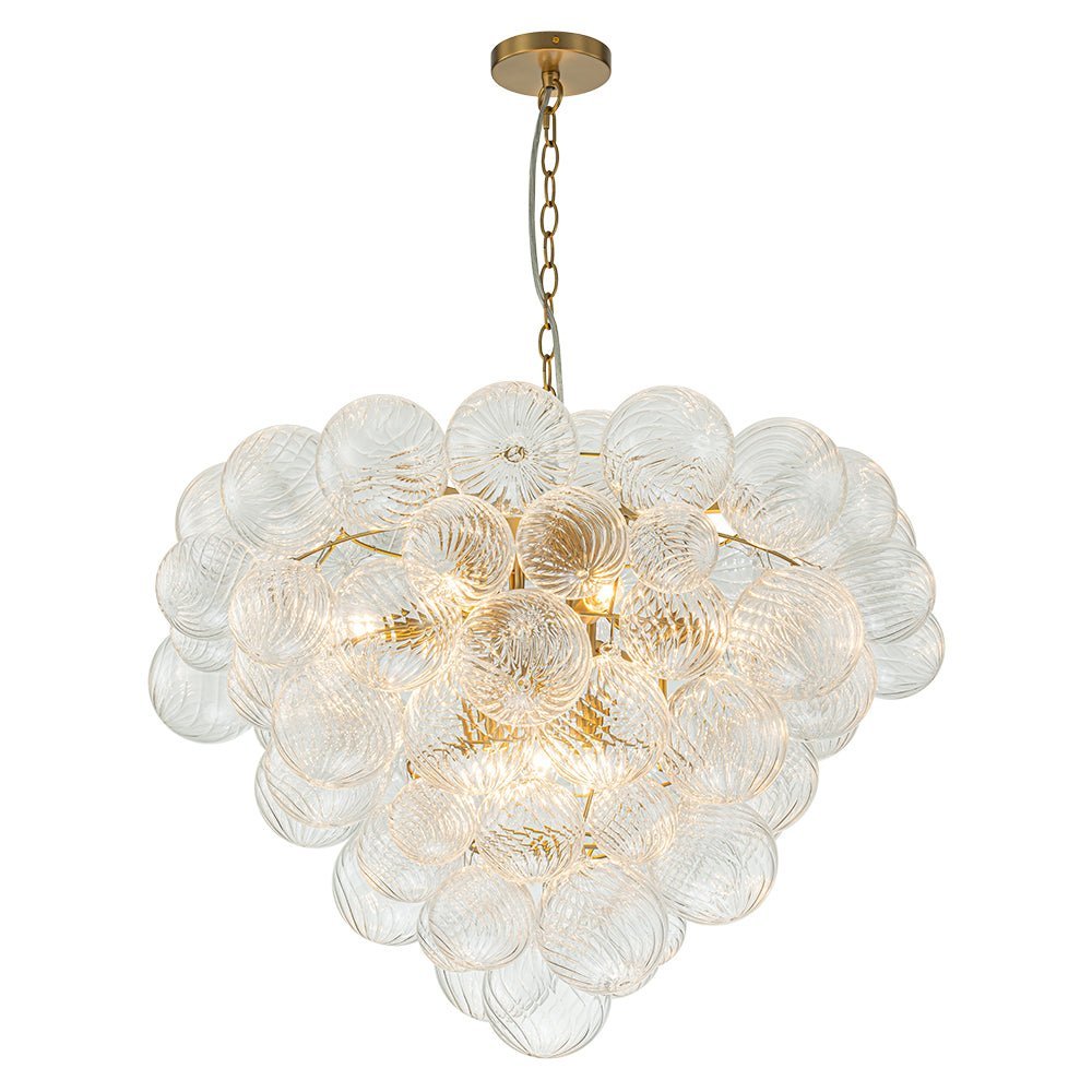 (OpenBox) Glam Brass Cluster Ribbed Glass Globe Bubble Chandelier