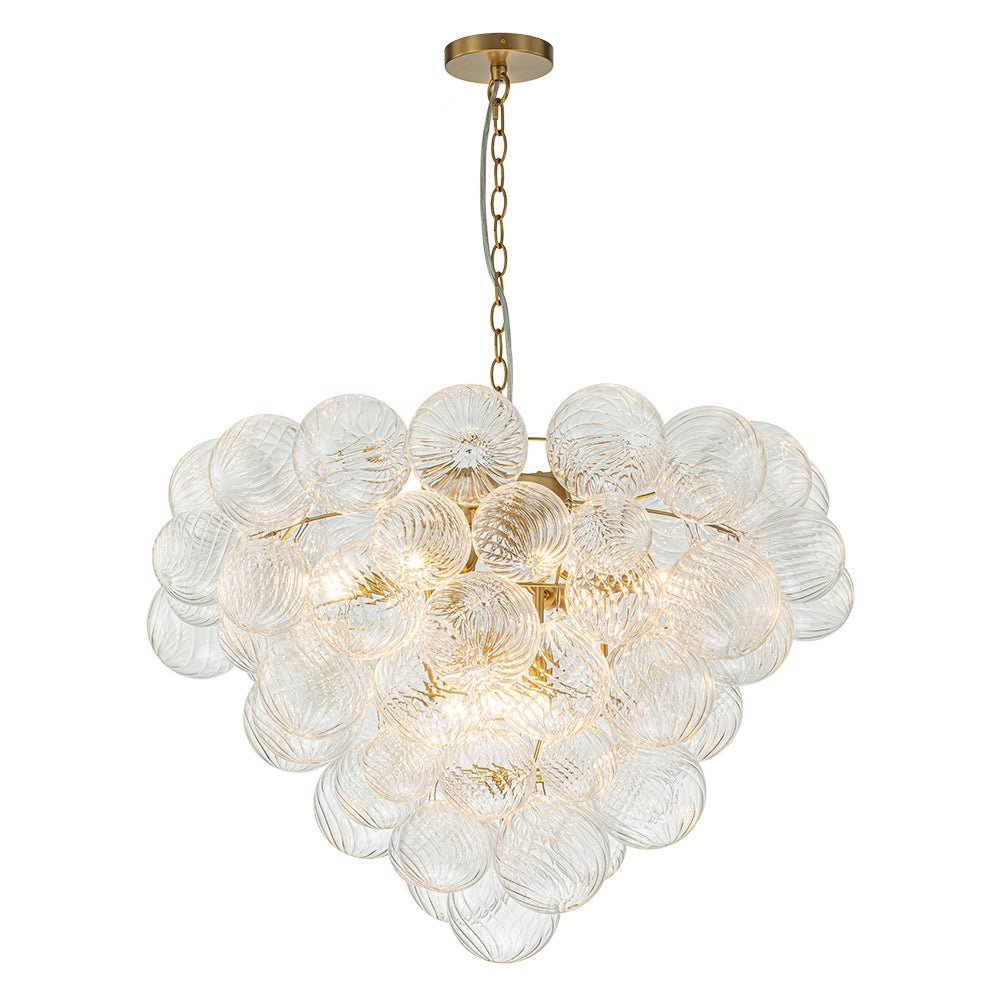 (OpenBox) Glam Brass Cluster Ribbed Glass Globe Bubble Chandelier