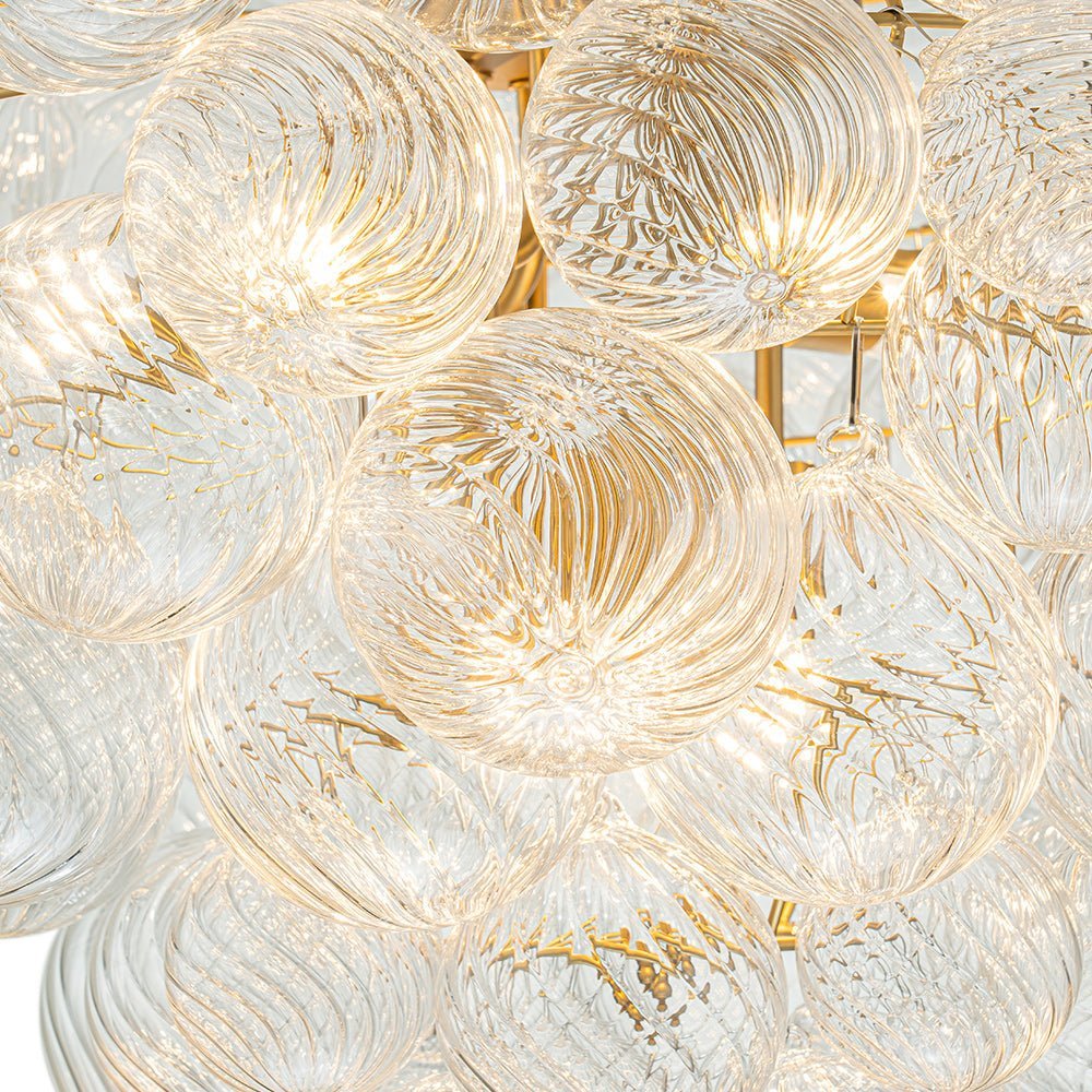 (OpenBox) Glam Brass Cluster Ribbed Glass Globe Bubble Chandelier
