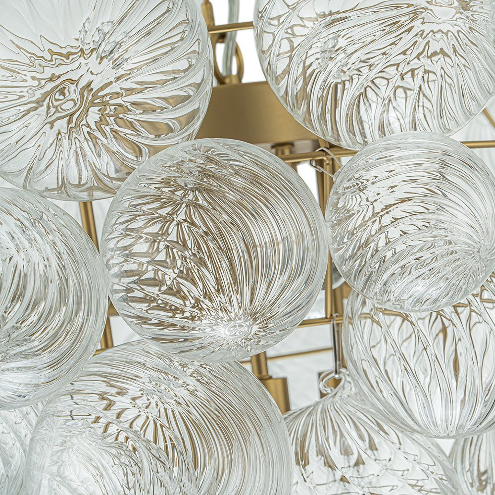 (OpenBox) Glam Brass Cluster Ribbed Glass Globe Bubble Chandelier