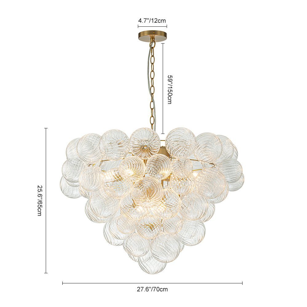 (OpenBox) Glam Brass Cluster Ribbed Glass Globe Bubble Chandelier