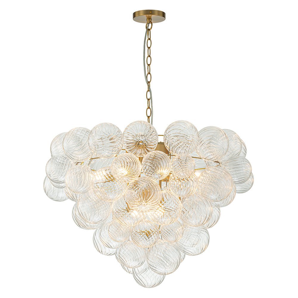 (OpenBox) Glam Brass Cluster Ribbed Glass Globe Bubble Chandelier