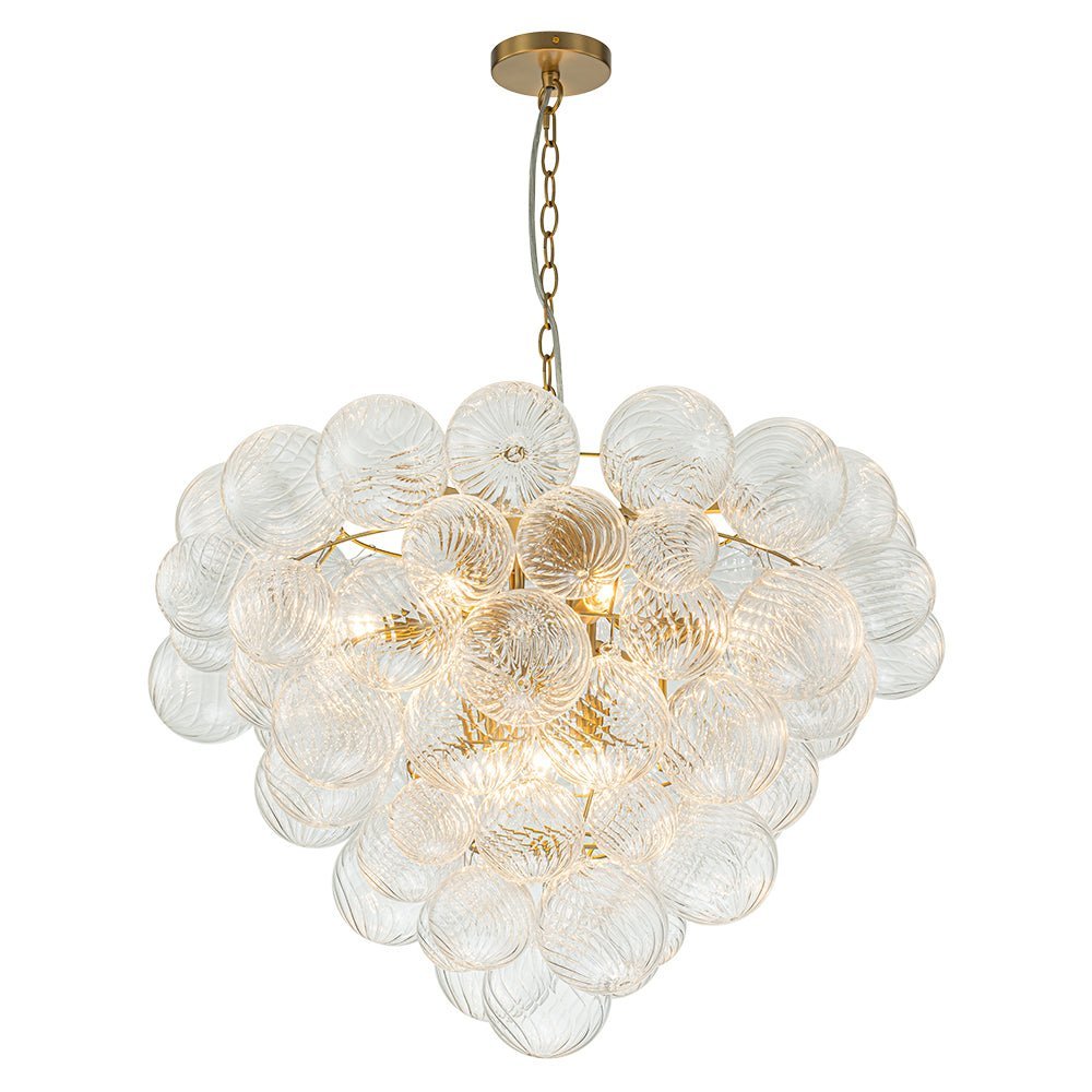 (OpenBox) Glam Brass Cluster Ribbed Glass Globe Bubble Chandelier