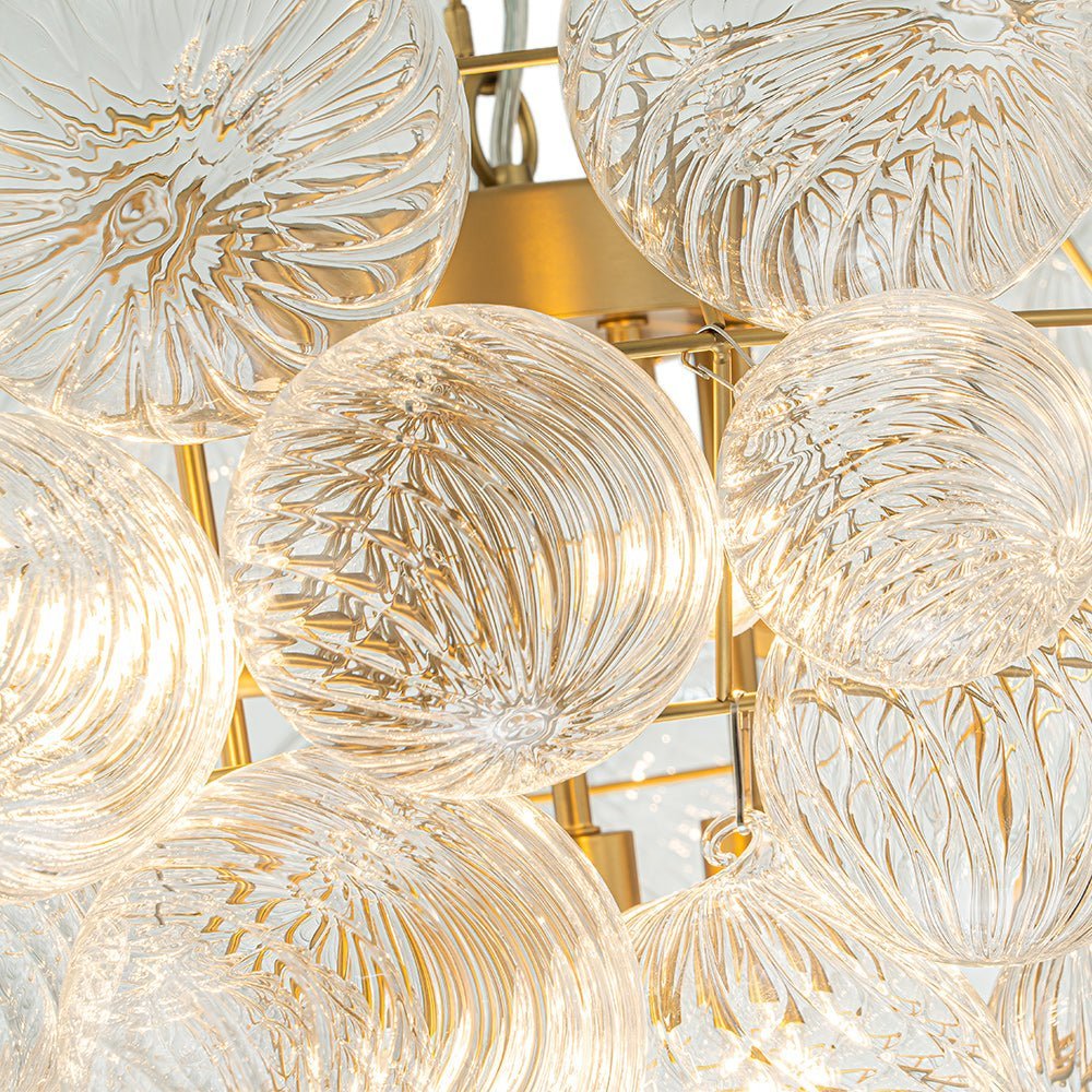 (OpenBox) Glam Brass Cluster Ribbed Glass Globe Bubble Chandelier