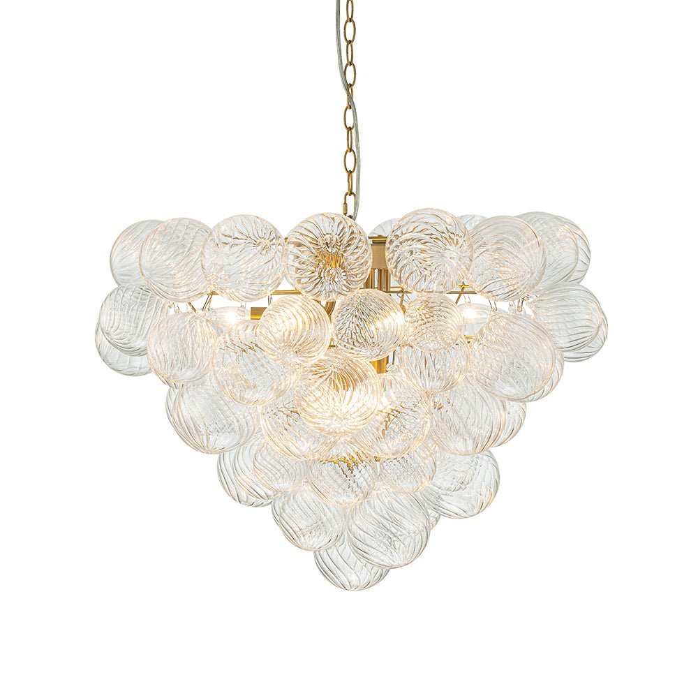 (OpenBox) Glam Brass Cluster Ribbed Glass Globe Bubble Chandelier