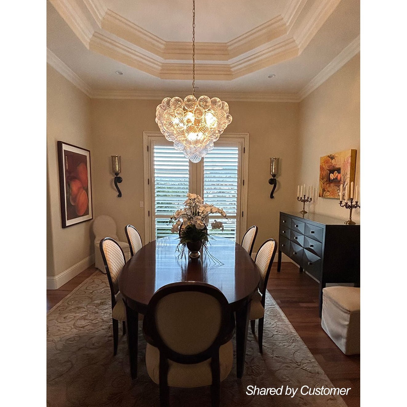 (OpenBox) Glam Brass Cluster Ribbed Glass Globe Bubble Chandelier