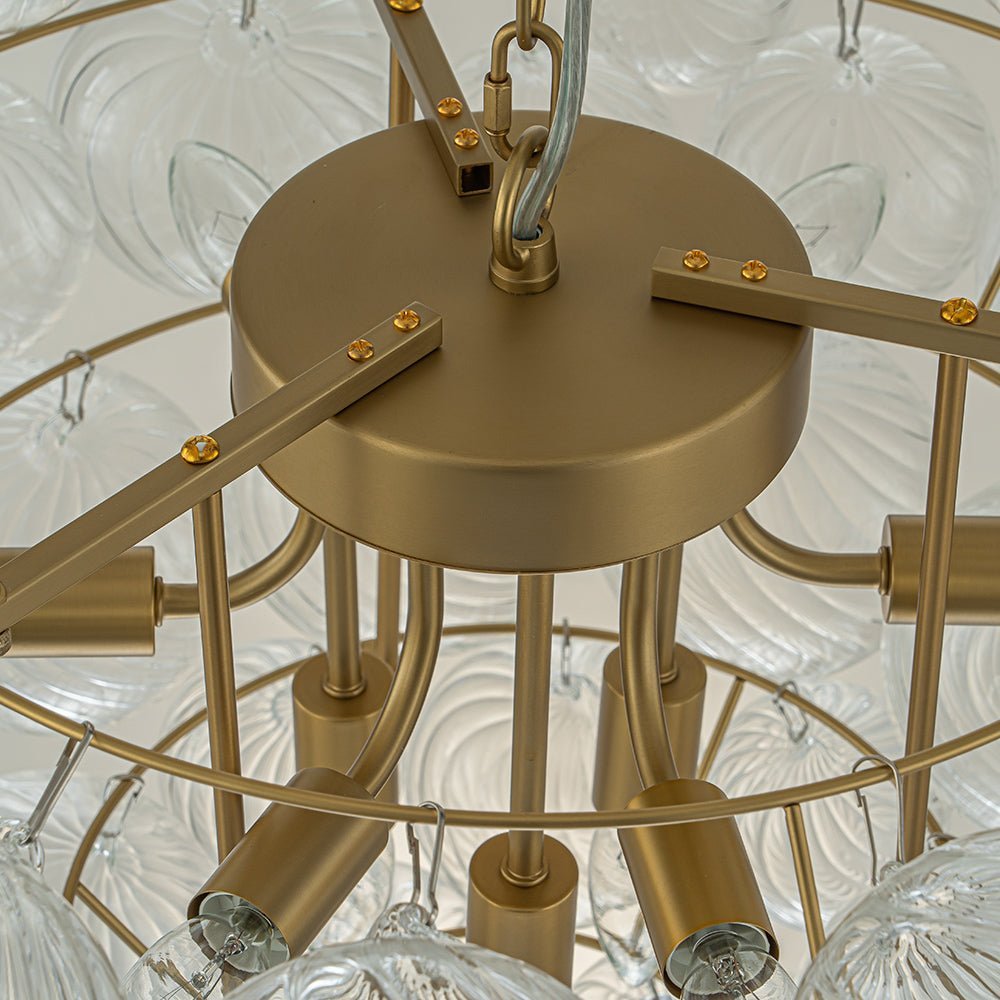 (OpenBox) Glam Brass Cluster Ribbed Glass Globe Bubble Chandelier