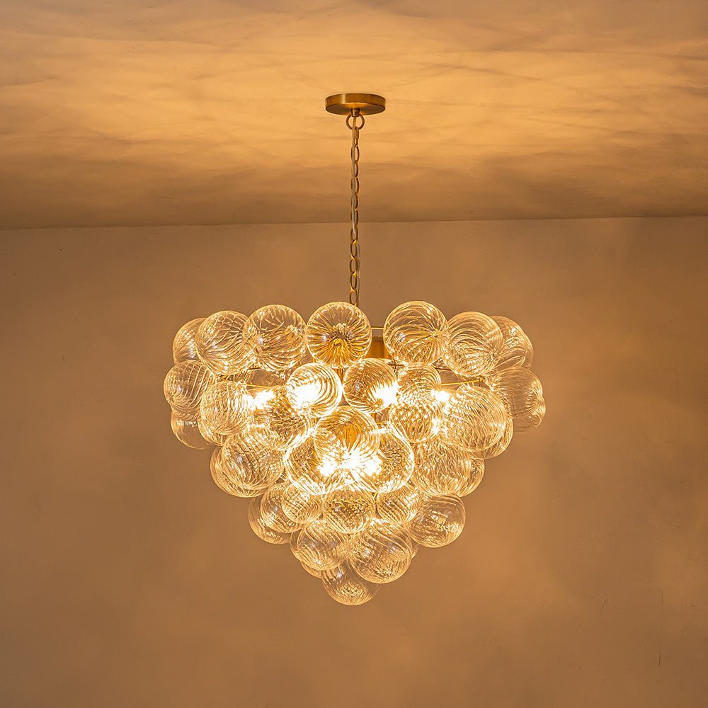 (OpenBox) Glam Brass Cluster Ribbed Glass Globe Bubble Chandelier