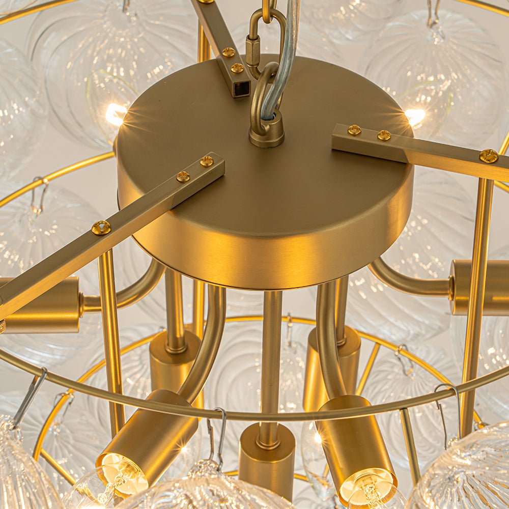 (OpenBox) Glam Brass Cluster Ribbed Glass Globe Bubble Chandelier
